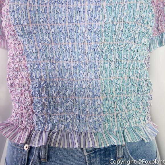 NWT Petersyn Kinsey Smocked Off-the-shoulder Top, Purple - Picture 9 of 15